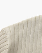 Men's Ribbed Knit Polo with Notched Open Collar