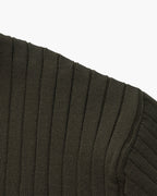 Men's Ribbed Knit Polo with Notched Open Collar