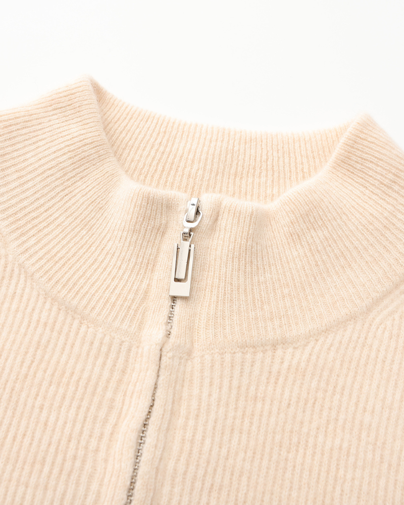 Men's Ribbed Knit Sleeveless Zip Vest with Stand Collar
