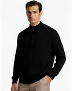 Men's Ribbed Knit Sleeveless Zip Vest with Stand Collar