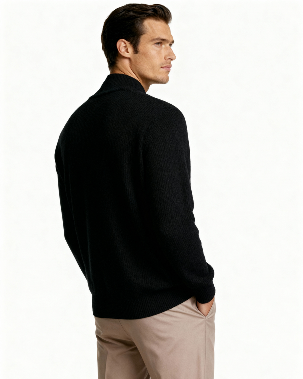 Men's Ribbed Knit Sleeveless Zip Vest with Stand Collar