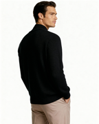 Men's Ribbed Knit Sleeveless Zip Vest with Stand Collar
