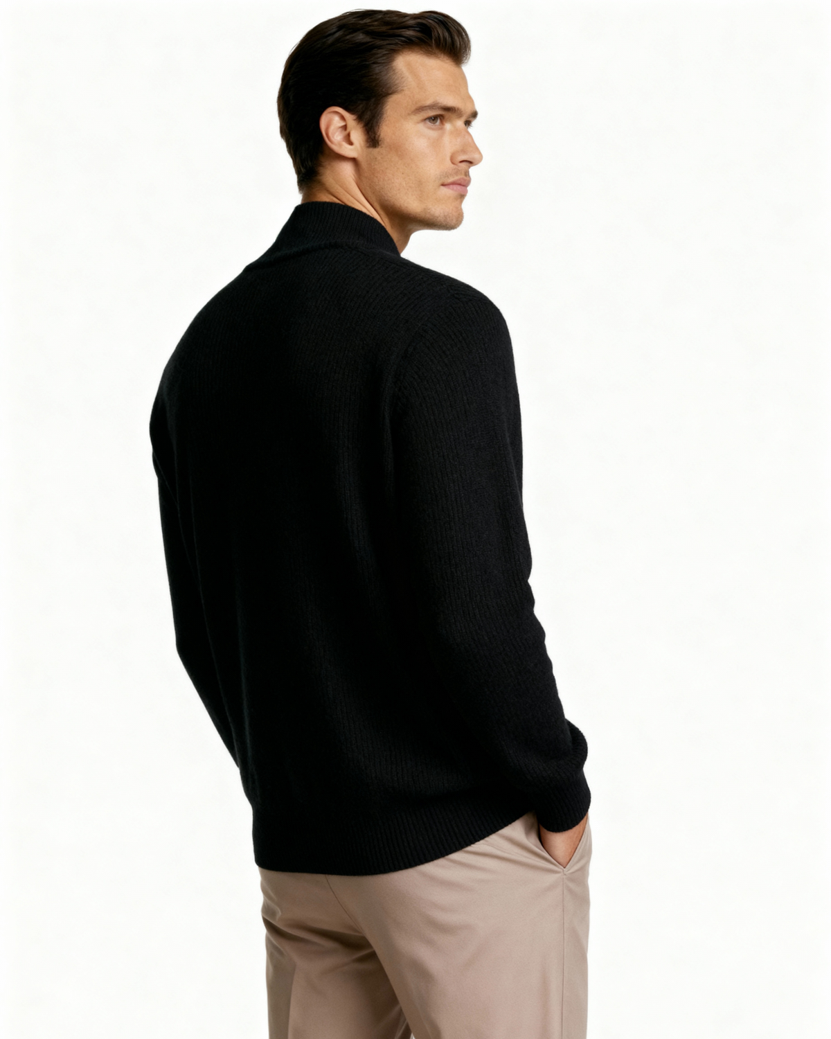 Men's Ribbed Knit Sleeveless Zip Vest with Stand Collar