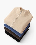 Men's Ribbed Knit Sleeveless Zip Vest with Stand Collar
