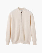 Men's Ribbed Knit Zip Cardigan Vest with Collar - Nude