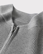 Men's Ribbed Knit Zip Cardigan Vest with Collar