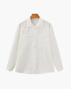 Men's Ribbed Long Sleeve Shirt with Double Chest Pockets