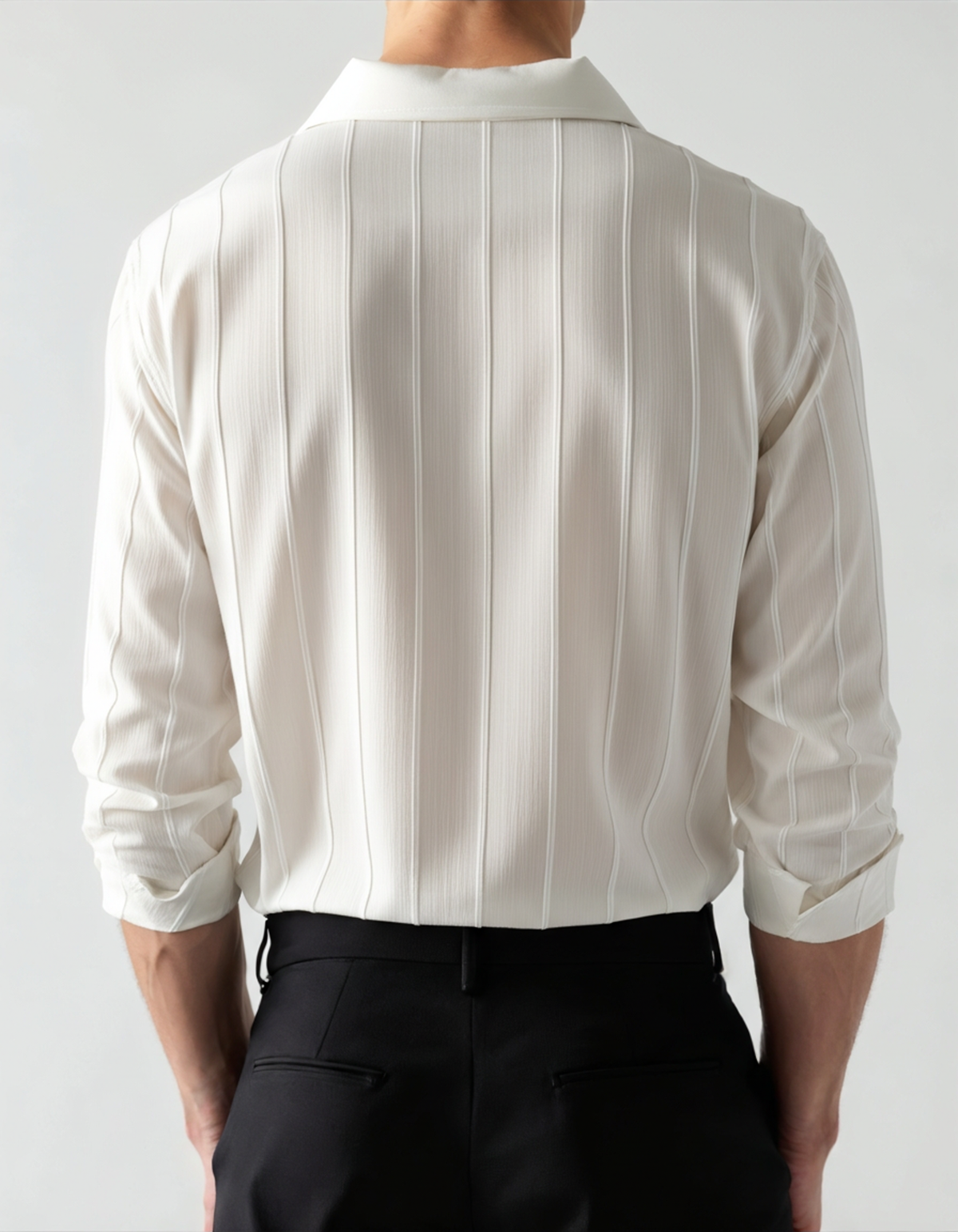 Men's Ribbed Long Sleeve Shirt with Double Chest Pockets