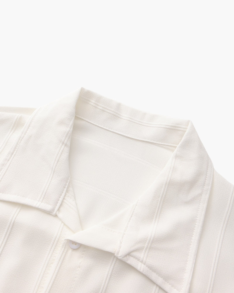 Men's Ribbed Long Sleeve Shirt with Double Chest Pockets