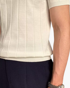 Men's Ribbed Short Sleeve Polo Shirt with Slim Fit