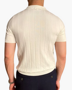Men's Ribbed Short Sleeve Polo Shirt with Slim Fit