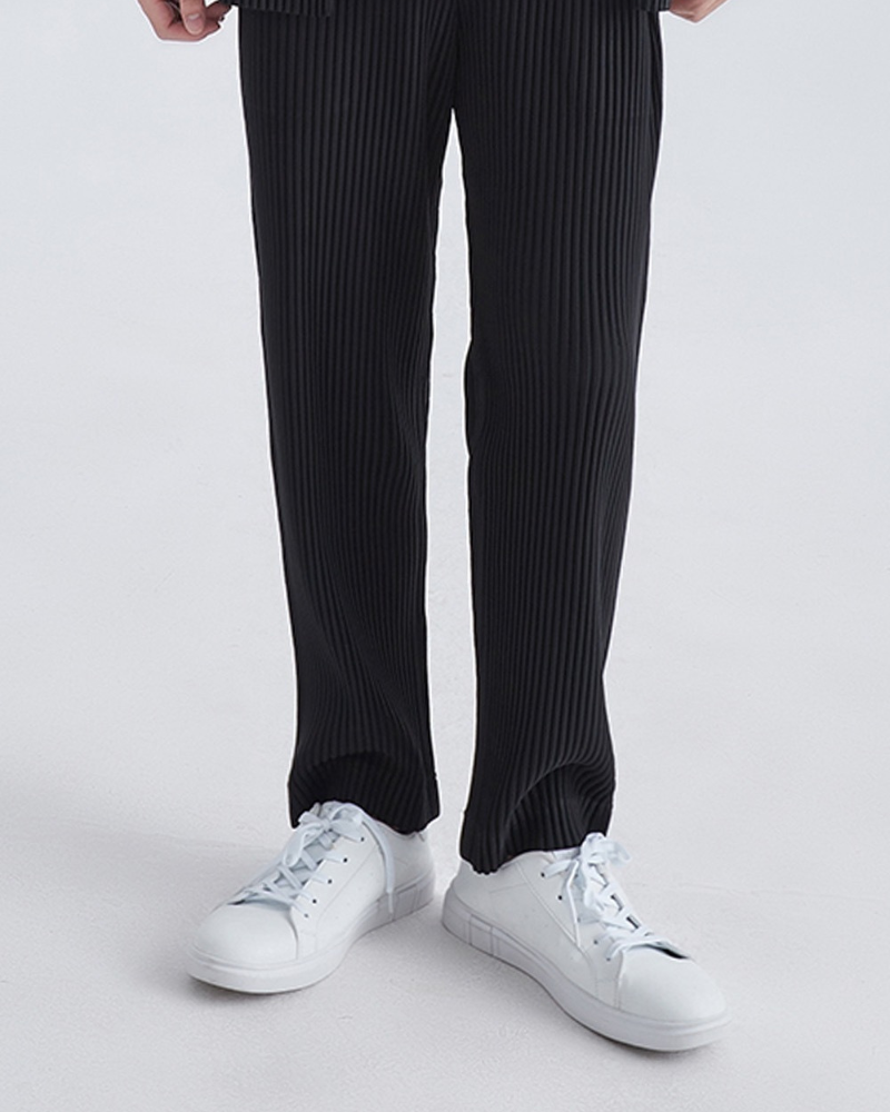 Men's Ribbed Wide Leg Trousers with Elasticated Waist