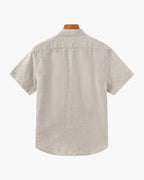 Men's Short Sleeve Linen-Look Shirt with Camp Collar