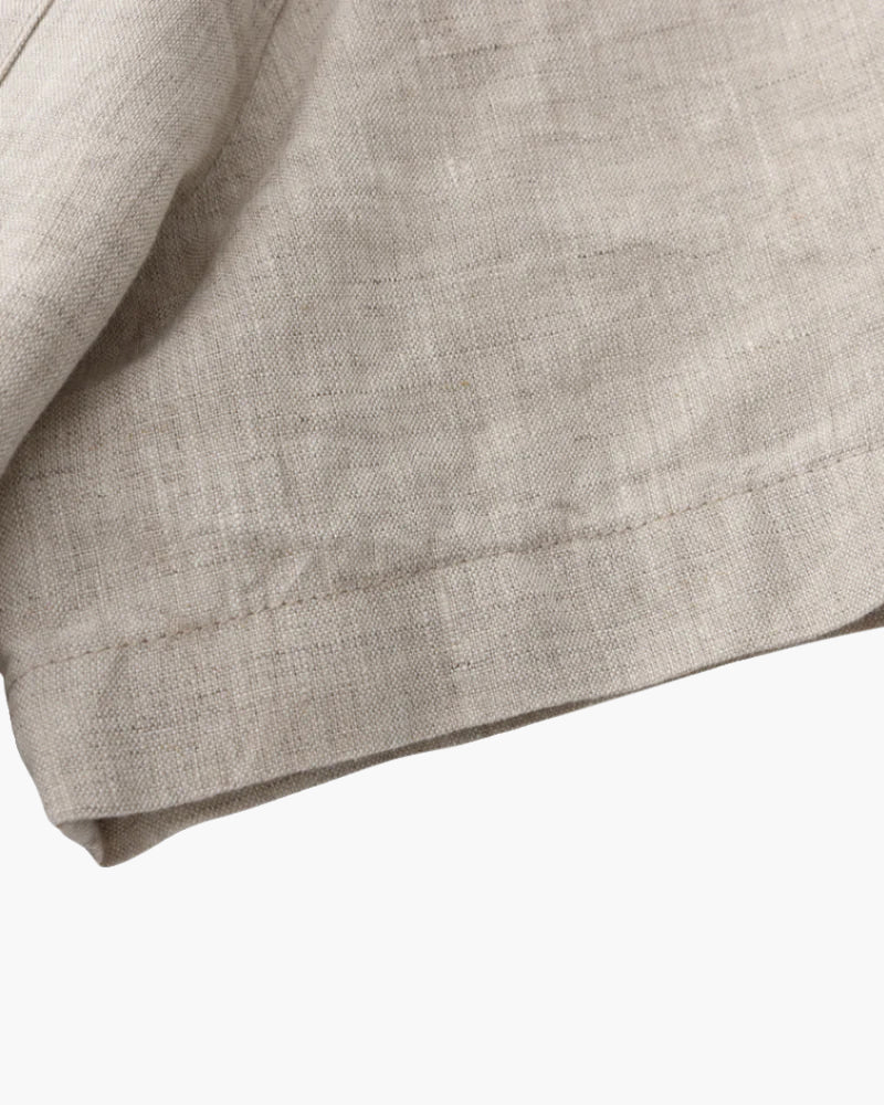 Men's Short Sleeve Linen-Look Shirt with Camp Collar
