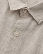 Men's Short Sleeve Linen-Look Shirt with Camp Collar