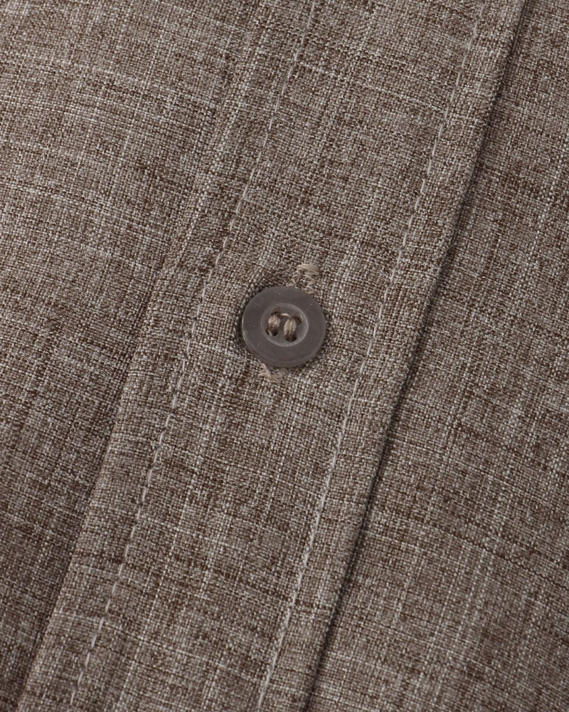Men's Short Sleeve Mandarin Collar Shirt in Textured Weave
