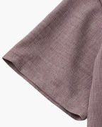 Men's Short Sleeve Mandarin Collar Shirt in Textured Weave