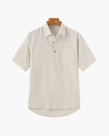 Men's Short Sleeve Popover Shirt with Chest Pocket - Beige