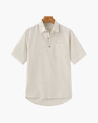 Men's Short Sleeve Popover Shirt with Chest Pocket - Beige