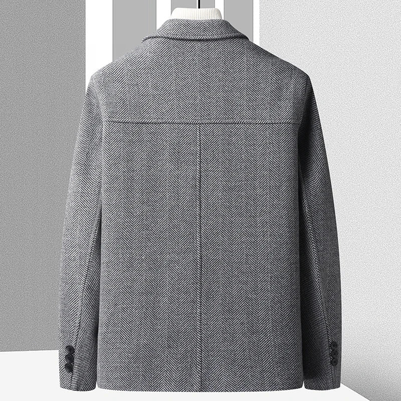 Men's Single-Breasted Car Coat with Patch Pockets and Point Collar
