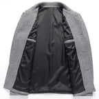 Men's Single-Breasted Car Coat with Patch Pockets and Point Collar