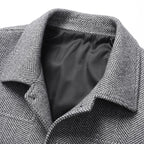 Men's Single-Breasted Car Coat with Patch Pockets and Point Collar