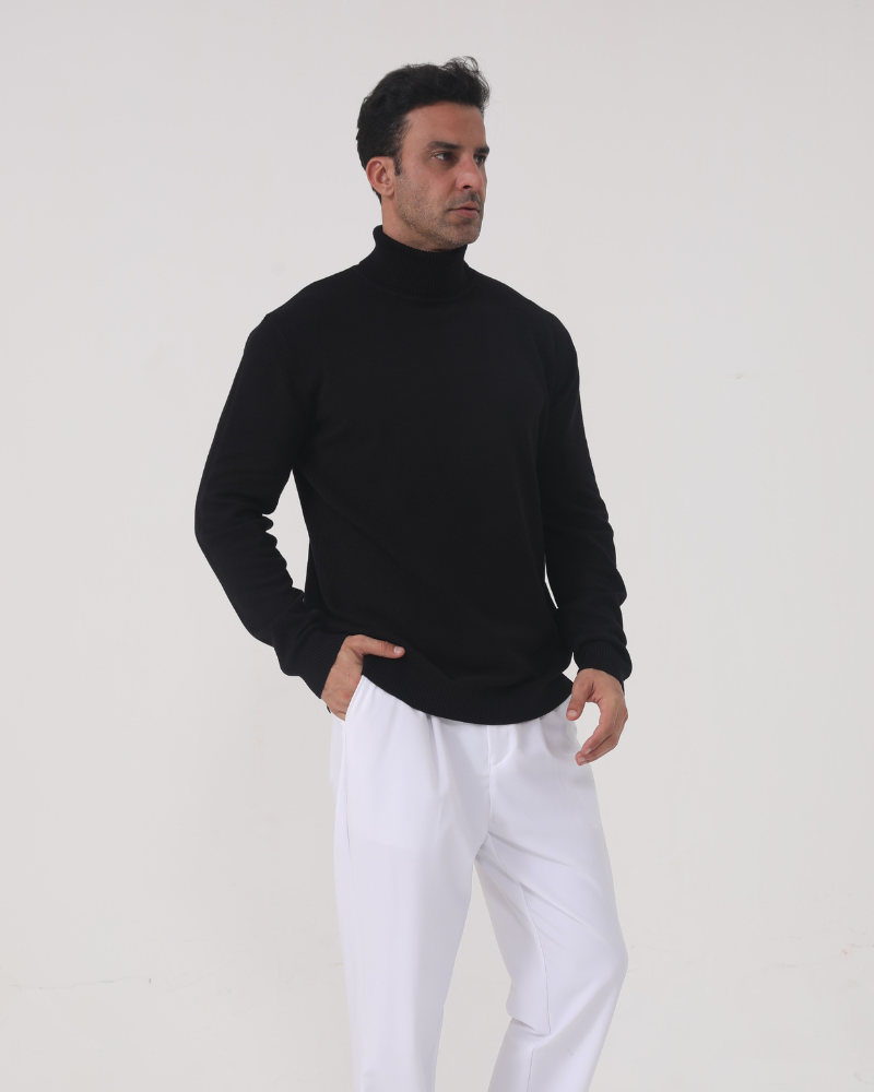 Men's Slim Fit Turtleneck Sweater in Fine Knit