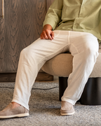 Men's Slim Linen-Look Trousers with Drawstring Waist