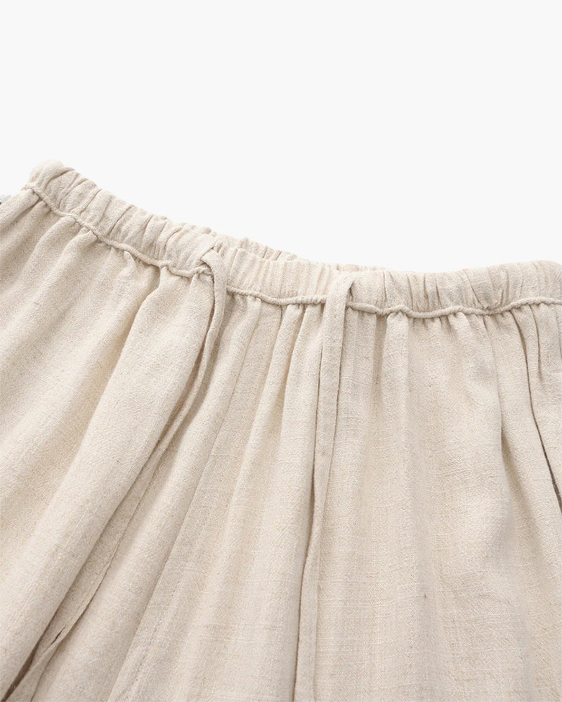 Men's Slim Linen-Look Trousers with Drawstring Waist