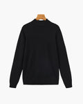 Men's Slim Ribbed Mock Neck Sweater with Long Sleeves - Black