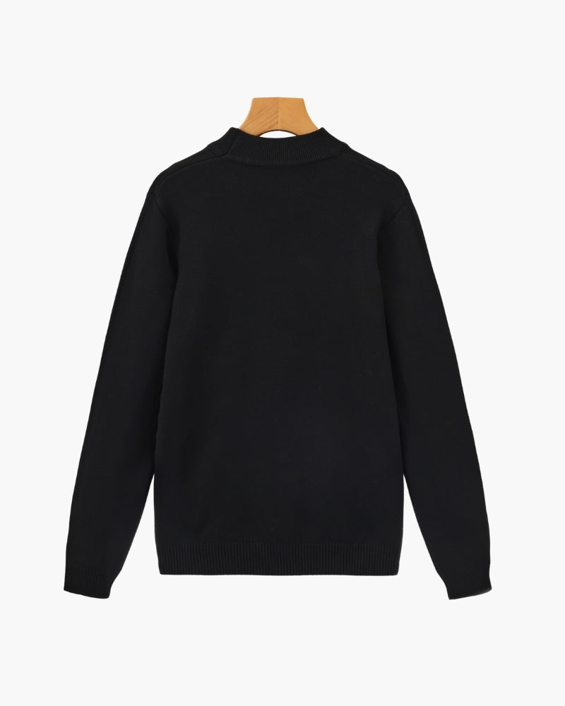 Men's Slim Ribbed Mock Neck Sweater with Long Sleeves