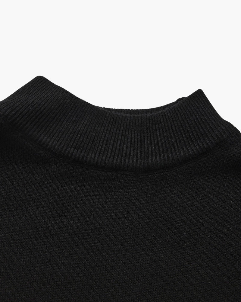 Men's Slim Ribbed Mock Neck Sweater with Long Sleeves