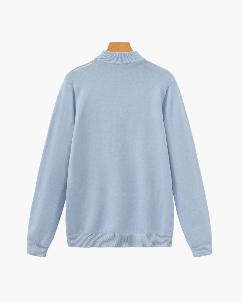 Men's Slim Ribbed Mock Neck Sweater with Long Sleeves