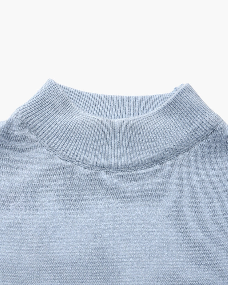 Men's Slim Ribbed Mock Neck Sweater with Long Sleeves