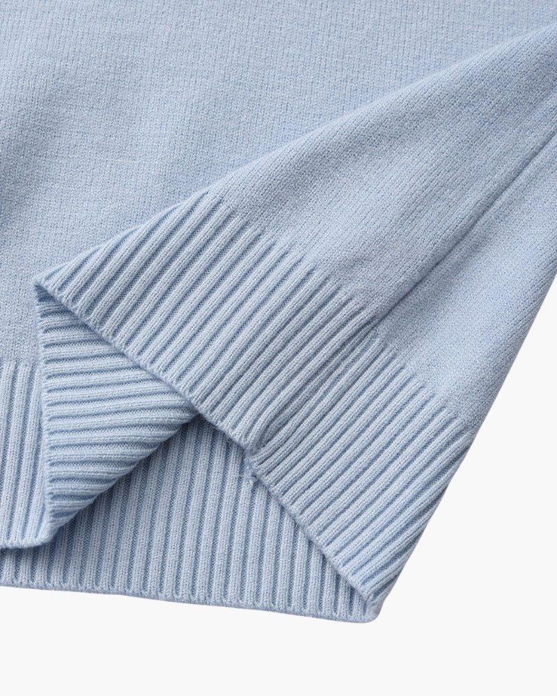 Men's Slim Ribbed Mock Neck Sweater with Long Sleeves