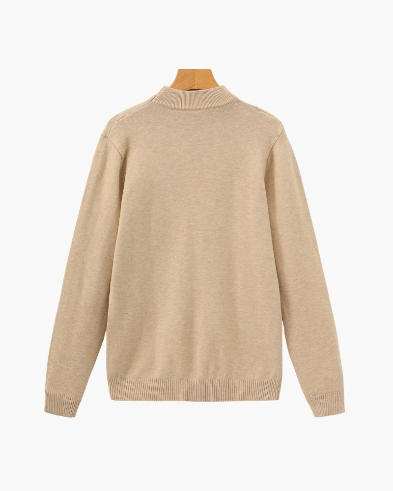Men's Slim Ribbed Mock Neck Sweater with Long Sleeves