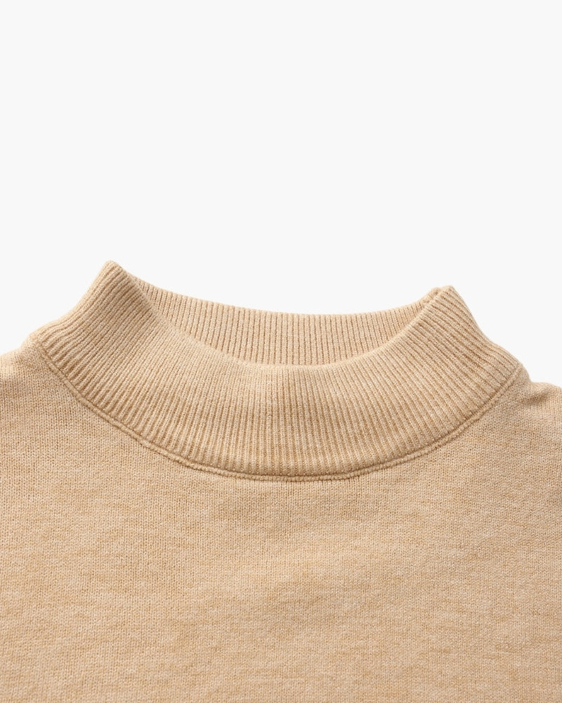 Men's Slim Ribbed Mock Neck Sweater with Long Sleeves
