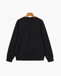 Men's Smooth Crew Neck Sweatshirt with Ribbed Trims - Black