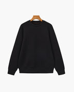 Men's Smooth Crew Neck Sweatshirt with Ribbed Trims - Black