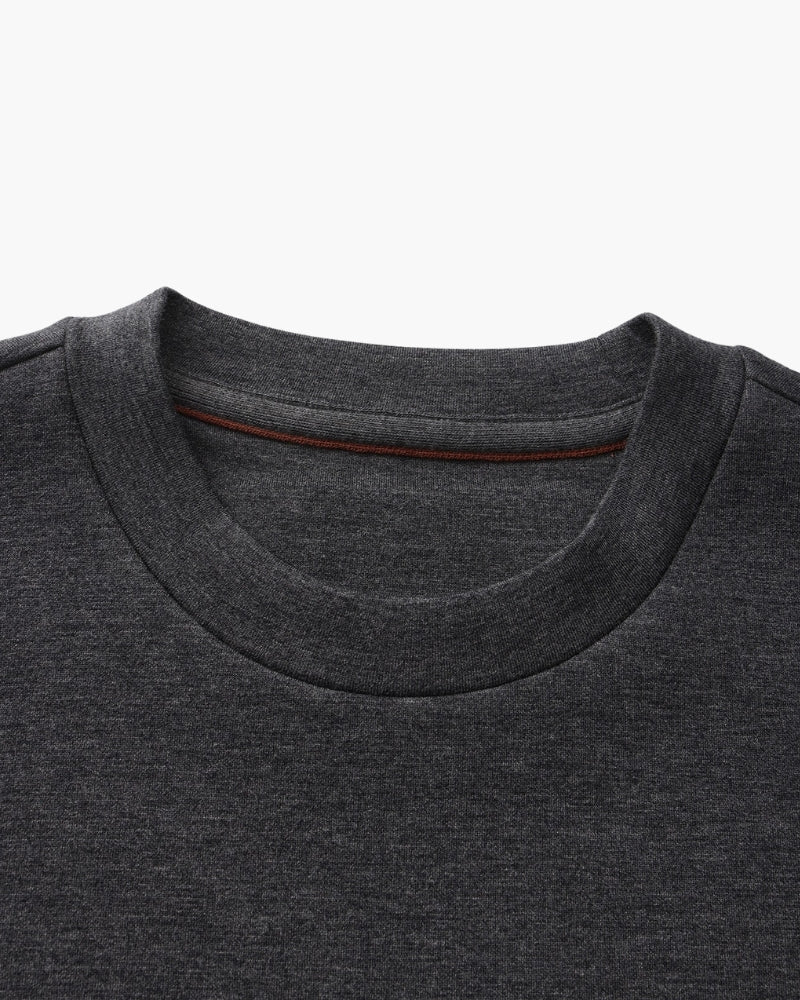 Men's Smooth Crew Neck Sweatshirt with Ribbed Trims