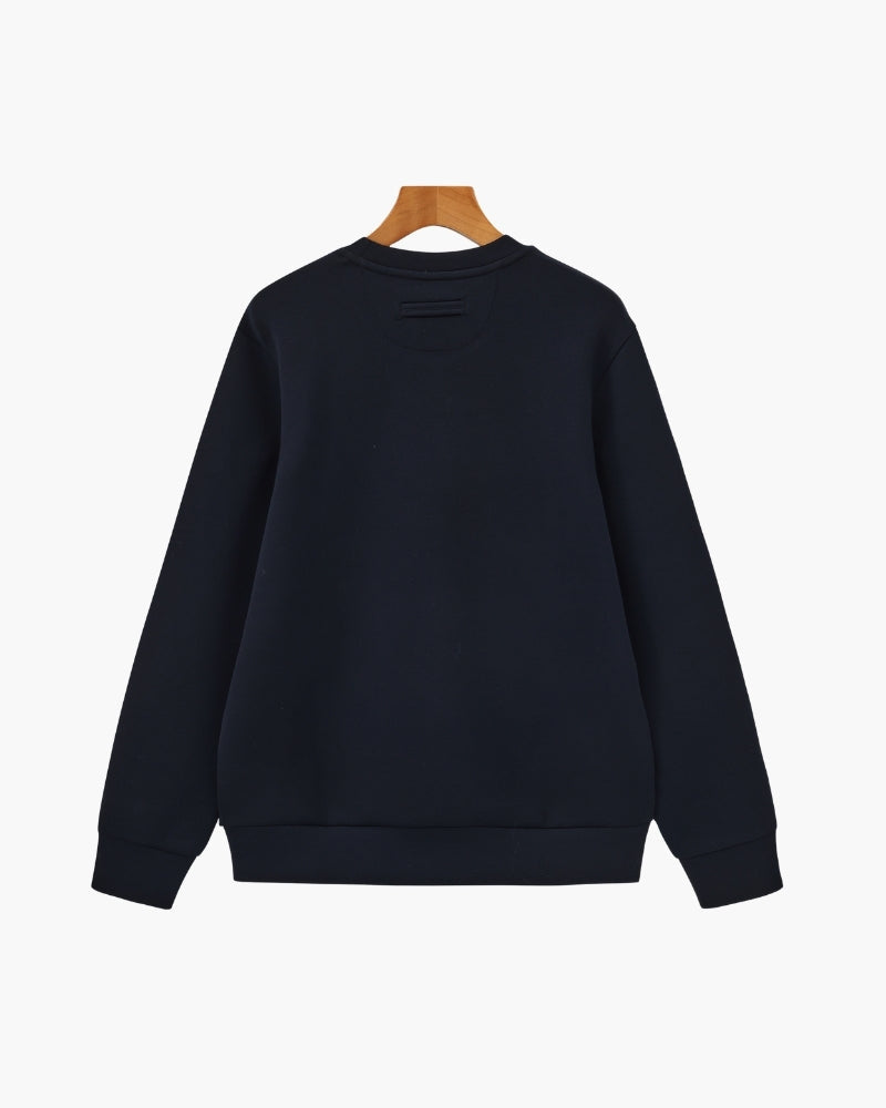 Men's Smooth Crew Neck Sweatshirt with Ribbed Trims