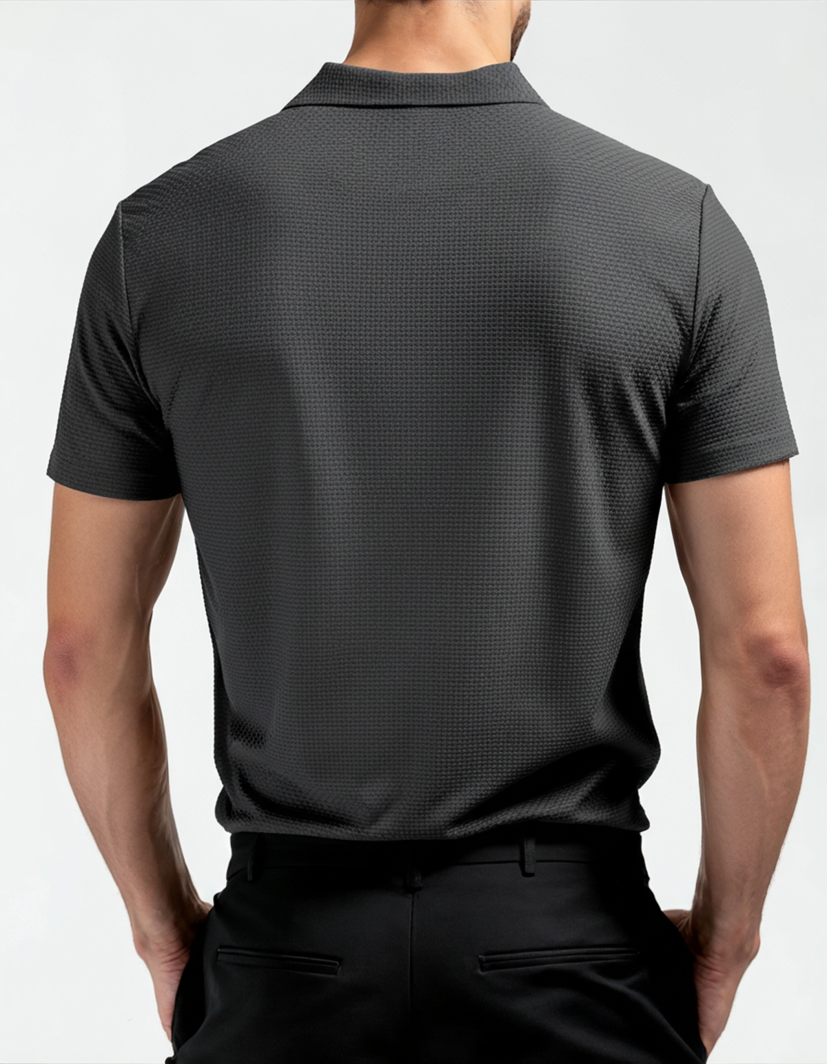 Men's Smooth Short Sleeve Polo Shirt with Button Placket