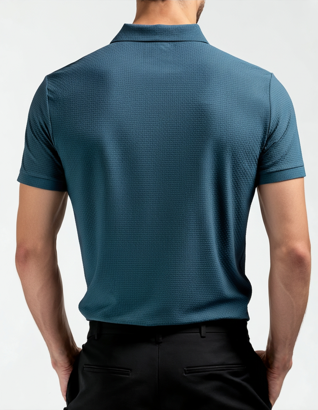 Men's Smooth Short Sleeve Polo Shirt with Button Placket