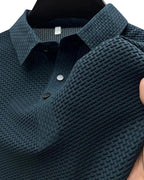 Men's Smooth Short Sleeve Polo Shirt with Button Placket