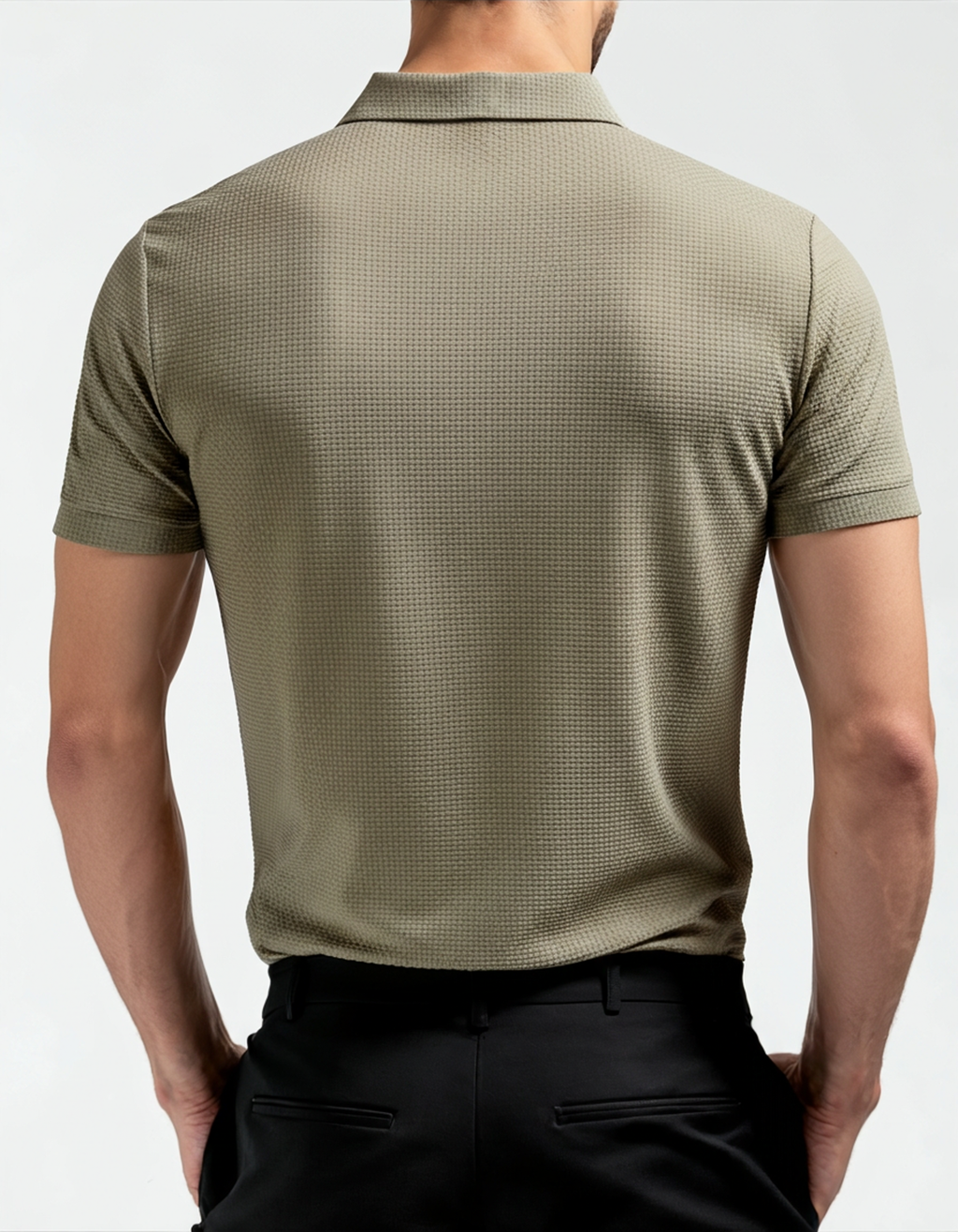 Men's Smooth Short Sleeve Polo Shirt with Button Placket