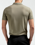 Men's Smooth Short Sleeve Polo Shirt with Button Placket