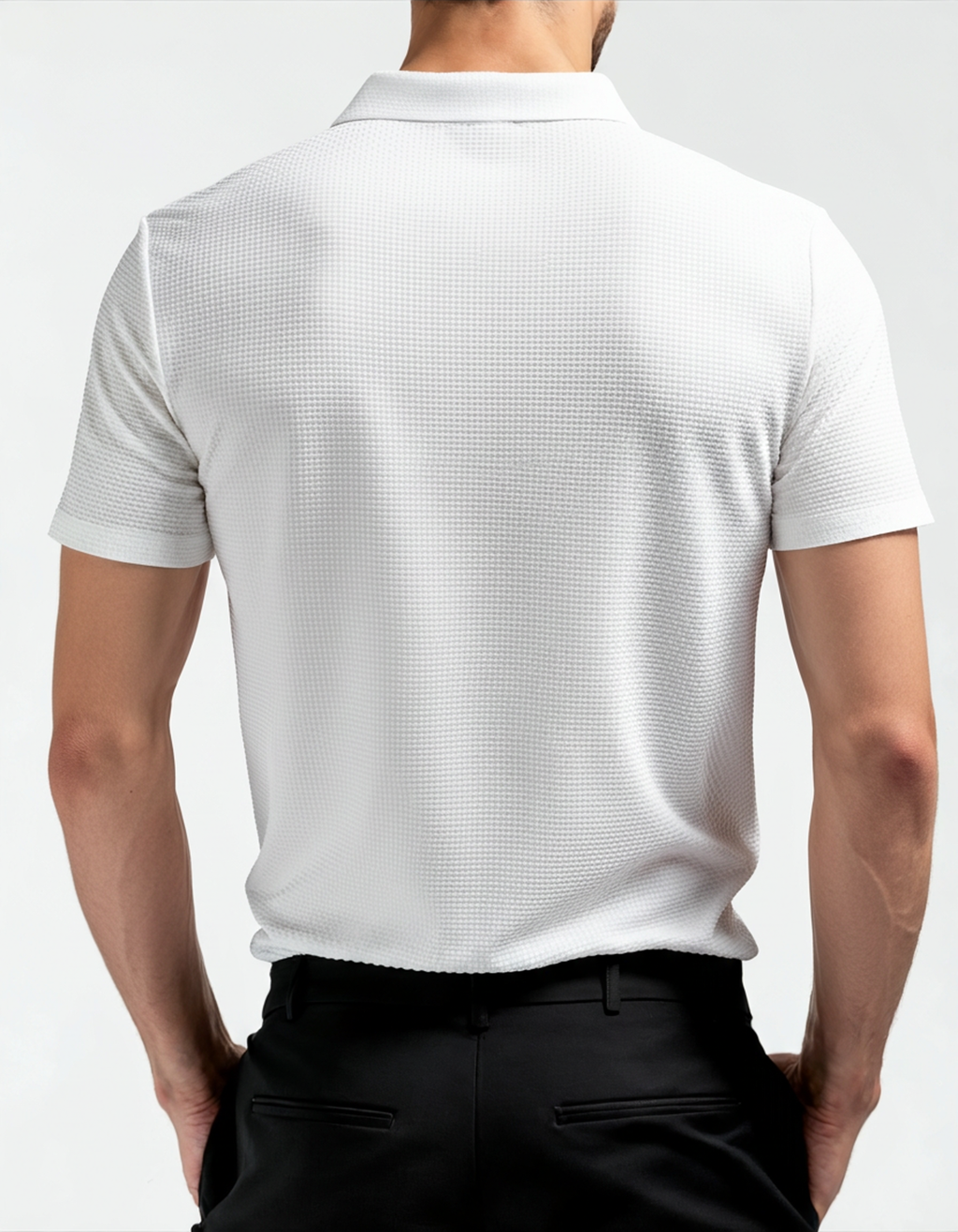 Men's Smooth Short Sleeve Polo Shirt with Button Placket
