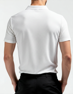 Men's Smooth Short Sleeve Polo Shirt with Button Placket