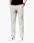 Men's Straight Fit Chino Trousers with Zip Fly - White