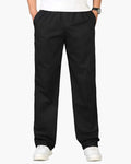 Men's Straight Leg Drawstring Trousers with Side Pockets - Black